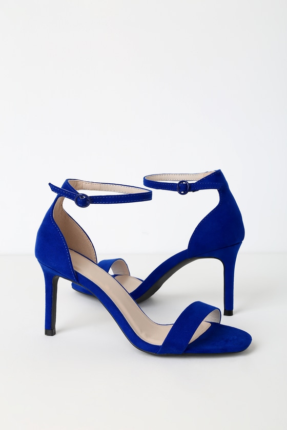 Cobalt Blue Satin Pumps - Lace-Up High Heels - Pointed-Toe Pumps - Lulus